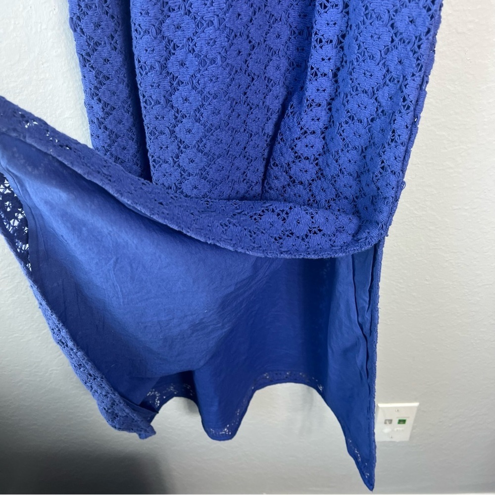 A New Day Blue Crochet‎ Lace Halter Midi Dress | 100% Cotton | Size Small - Picture 16 of 17